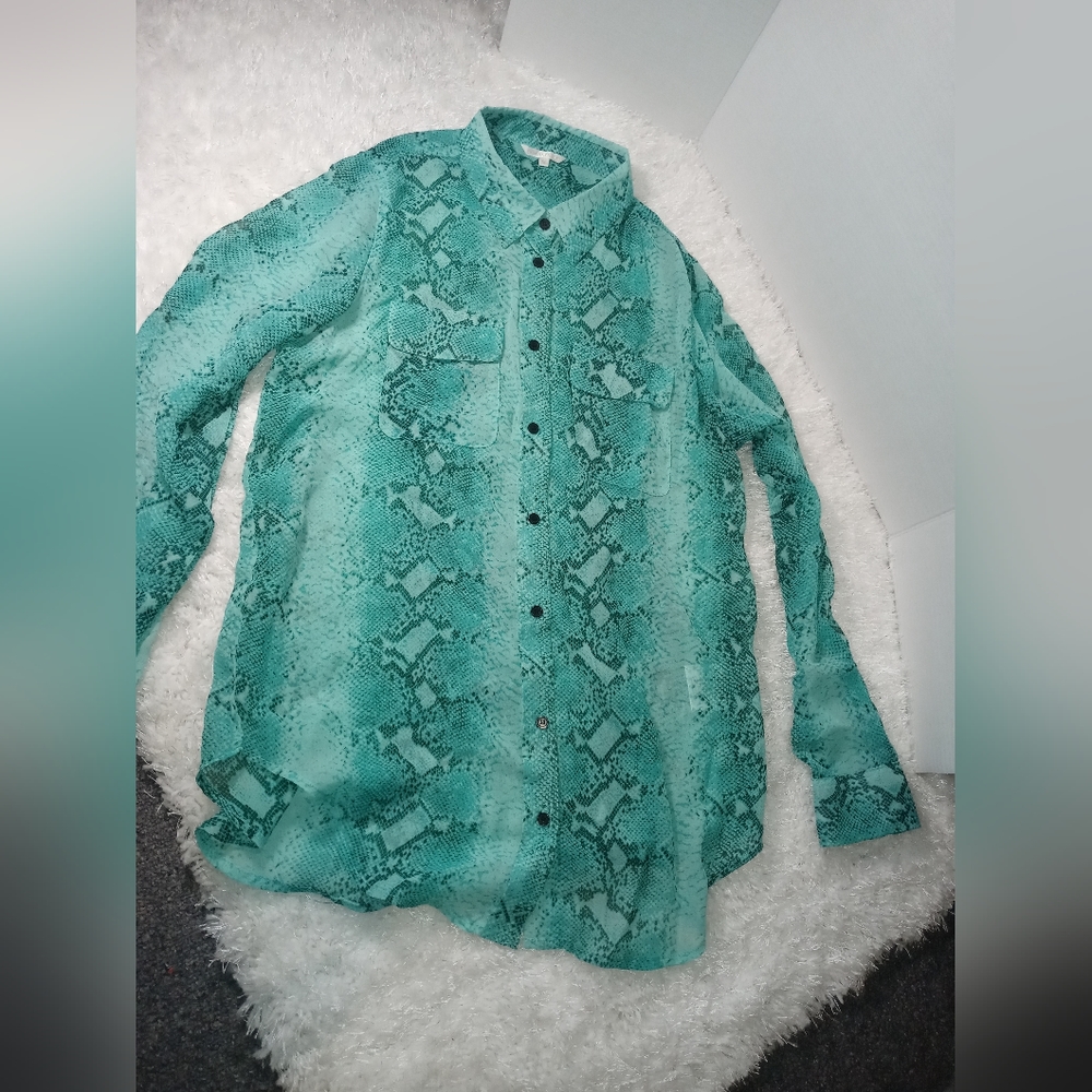 Teal Brooklyn Girl Brand Snake skin print top size M